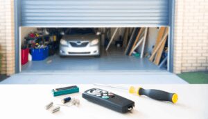 Garage Door Remote Troubleshooting Tools on Workbench